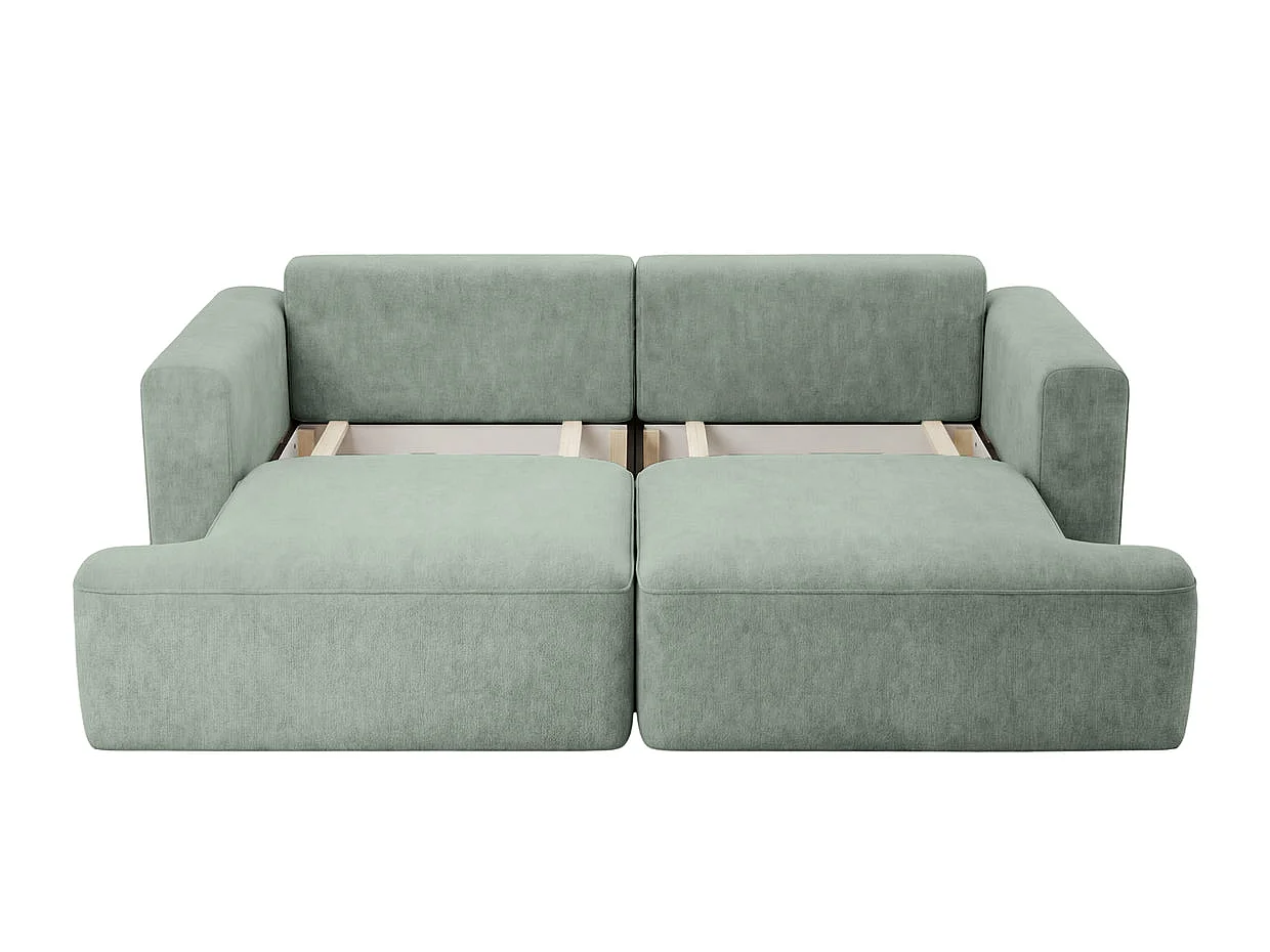 CHIARA - Canapé droit convertible tissu velours 3 places Vert