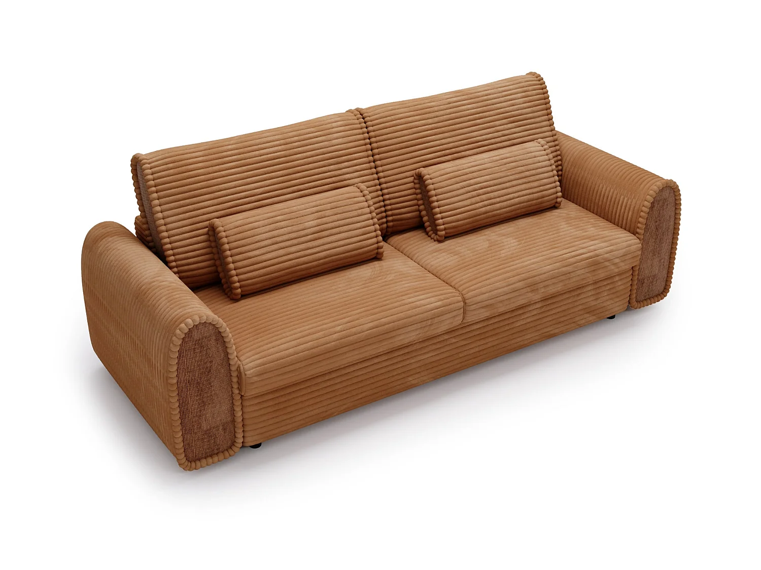 BELLO - Canapé droit convertible bi matière 2 places Terracotta