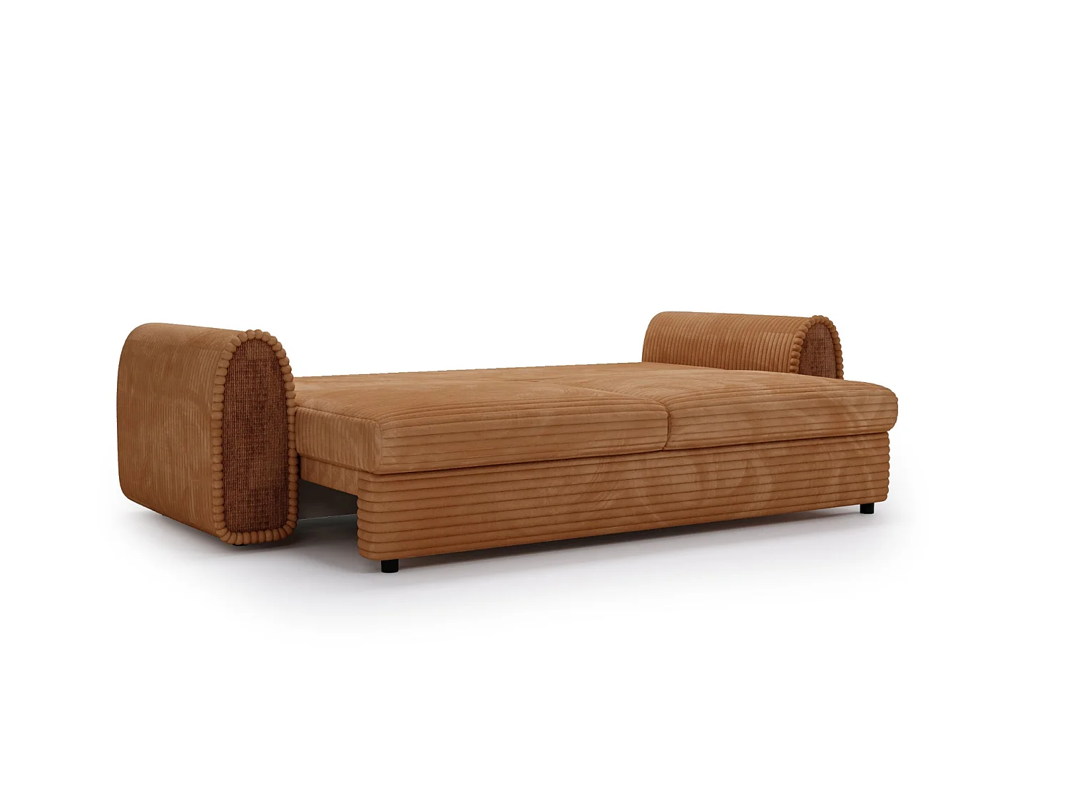 BELLO - Canapé droit convertible bi matière 2 places Terracotta