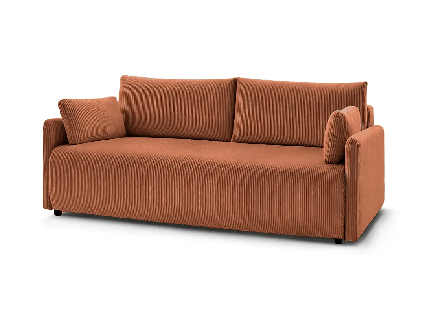 AXELLE - Canapé droit convertible velours côtelé 2 places Terracotta