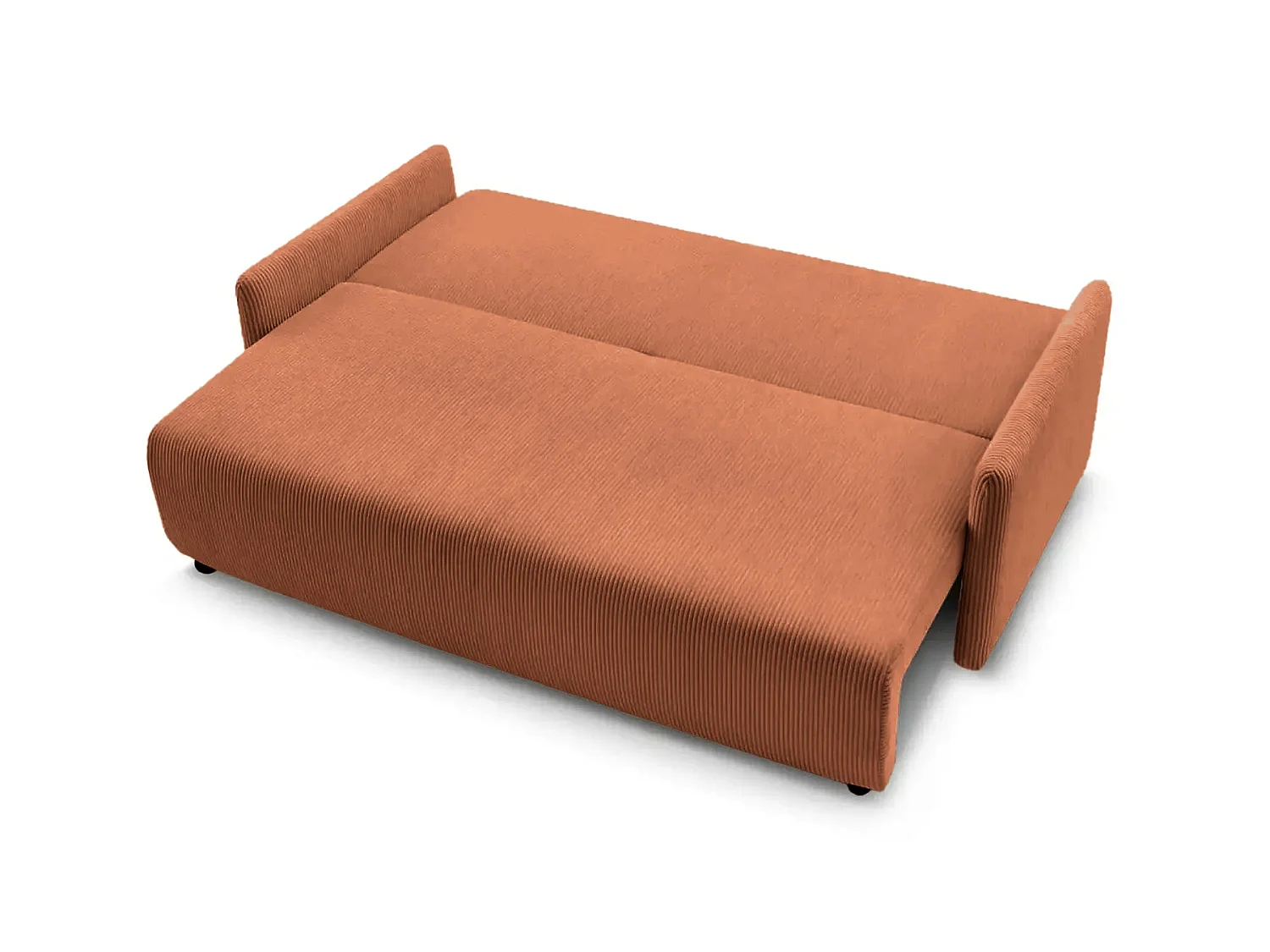 AXELLE - Canapé droit convertible velours côtelé 2 places Terracotta