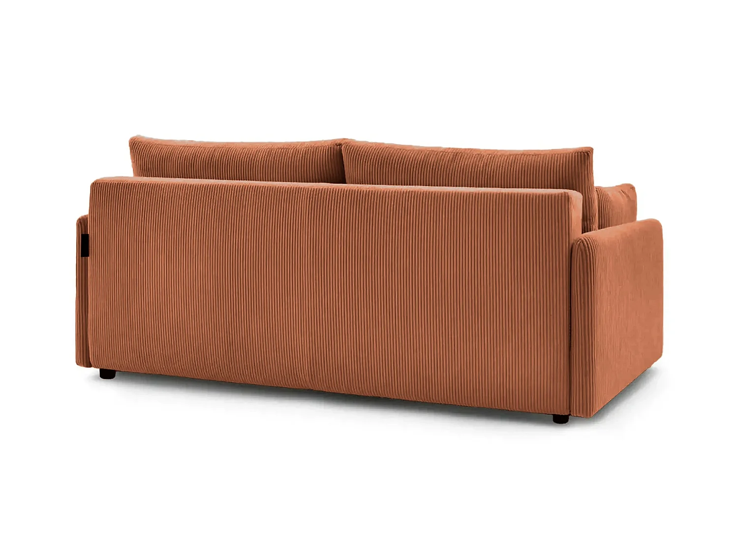 AXELLE - Canapé droit convertible velours côtelé 2 places Terracotta