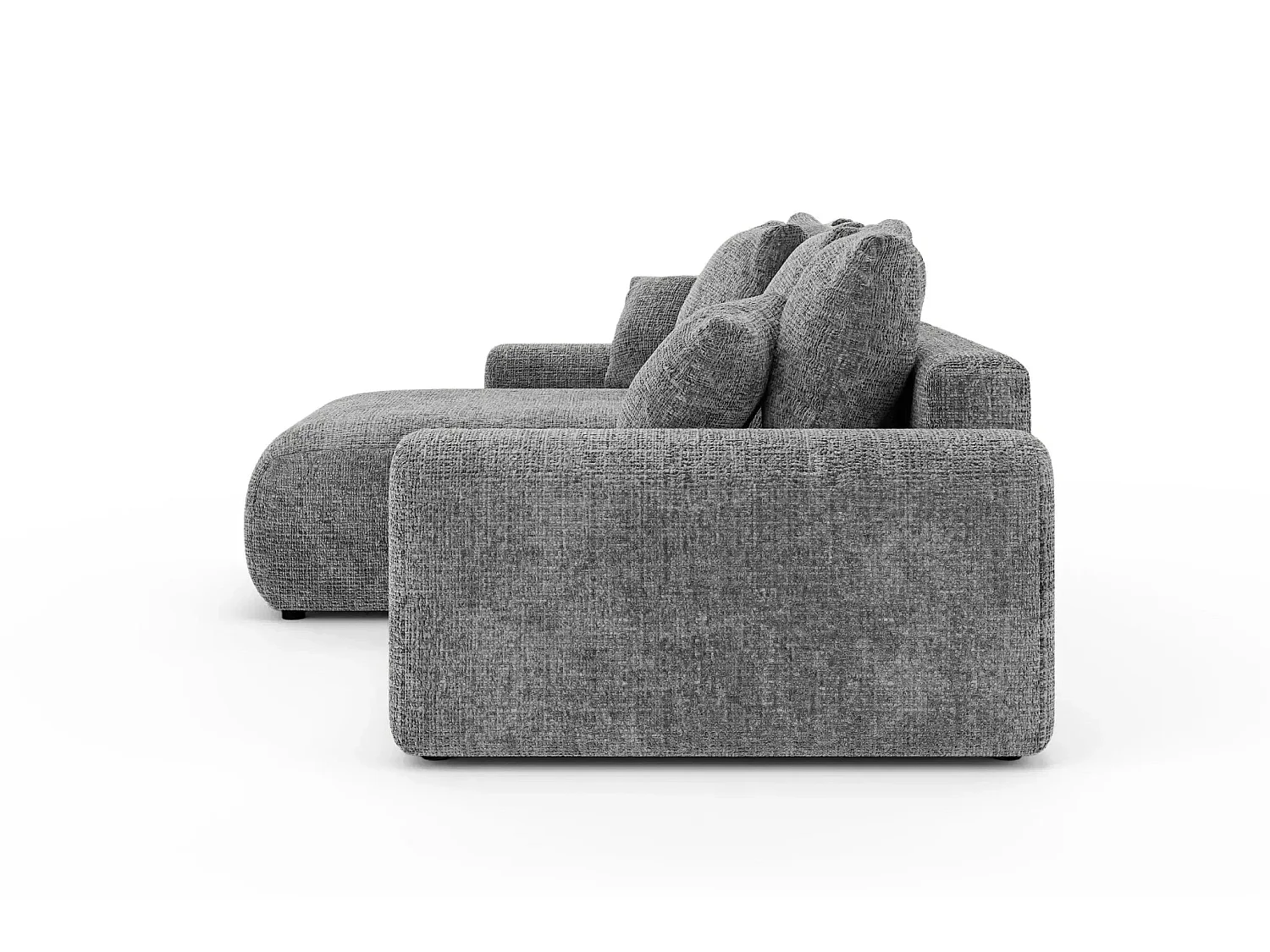 OLI - Canapé d'angle convertible tissu chenille 4 places Gris foncé