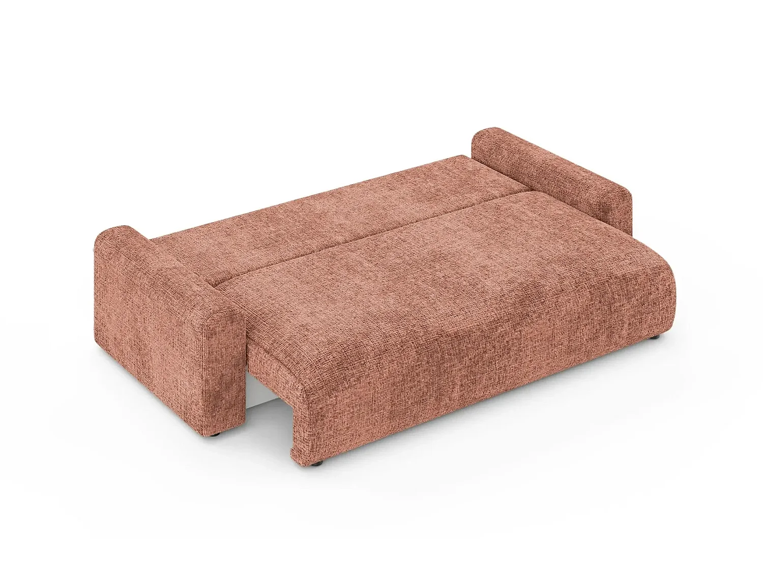 OLI - Canapé droit convertible tissu chenille 3 places Terracotta