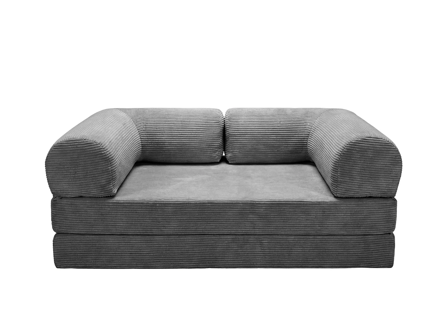 AMARA - Canapé droit convertible velours côtelé 3 places Gris foncé