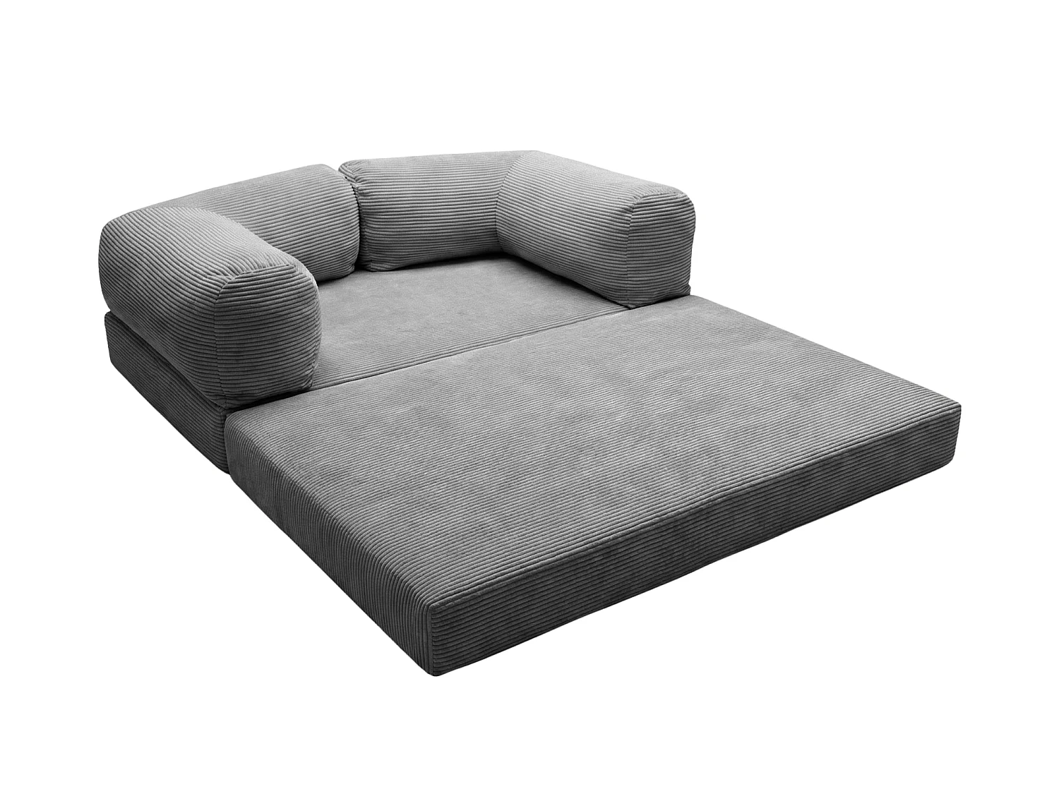 AMARA - Canapé droit convertible velours côtelé 3 places Gris foncé