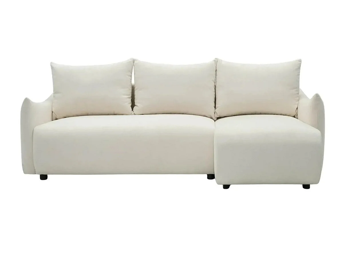 OCEANE - Canapé d'angle convertible tissu doux 3 places Beige