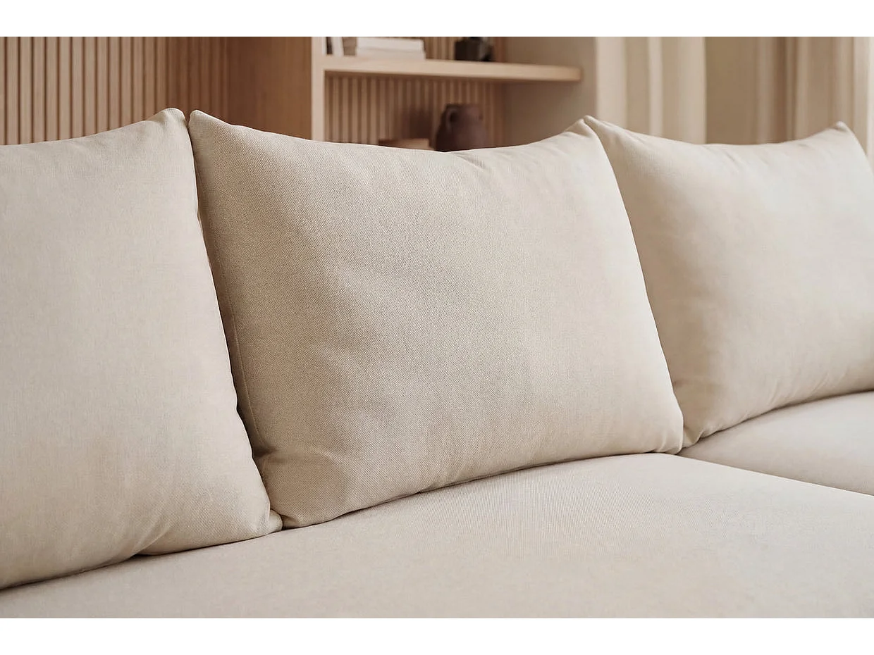 OCEANE - Canapé d'angle convertible tissu doux 3 places Beige
