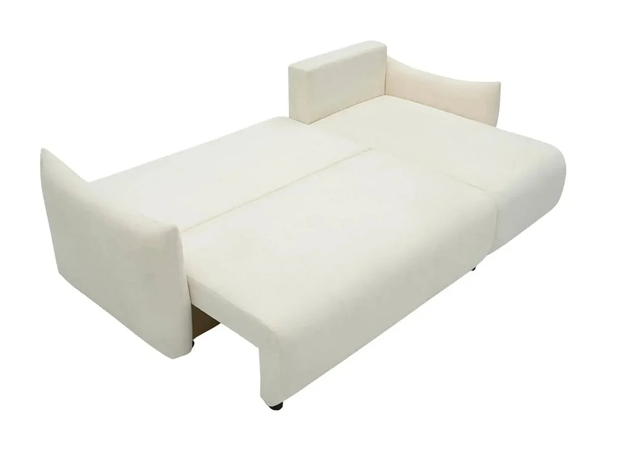 OCEANE - Canapé d'angle convertible tissu doux 3 places Beige