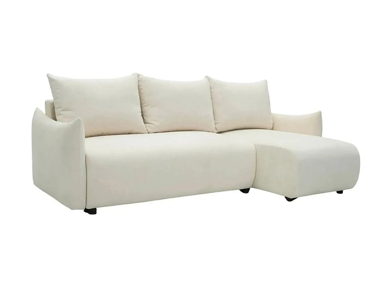 OCEANE - Canapé d'angle convertible tissu doux 3 places Beige