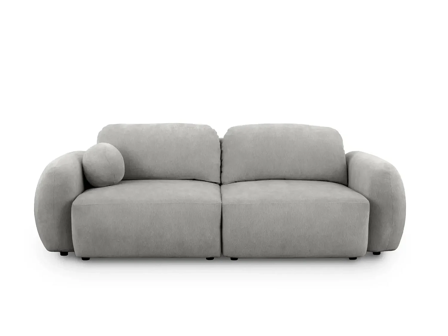 MARTIN - Canapé droit convertible tissu chenille 2 places Gris clair