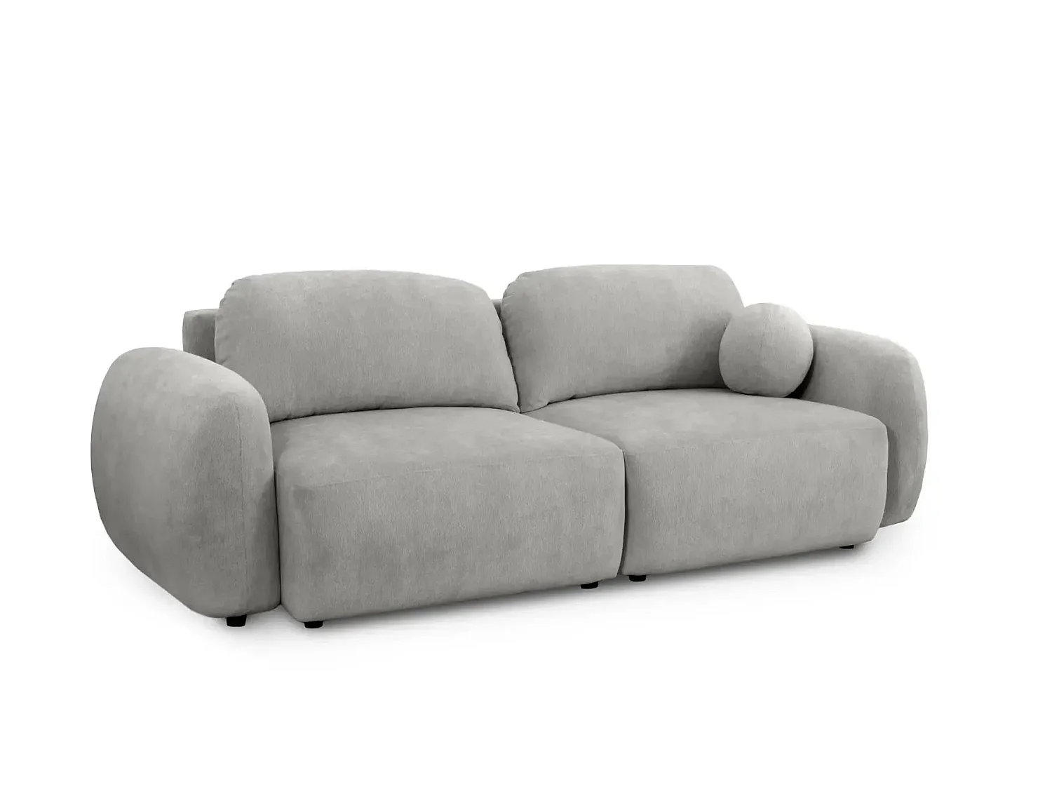 MARTIN - Canapé droit convertible tissu chenille 2 places Gris clair