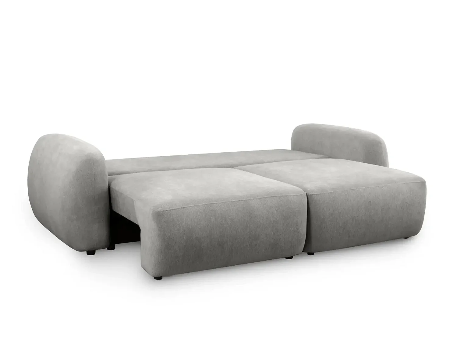 MARTIN - Canapé droit convertible tissu chenille 2 places Gris clair