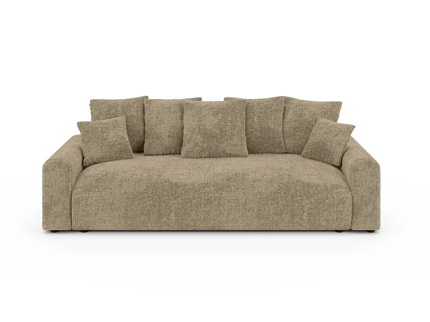 OLI - Canapé droit convertible tissu chenille 3 places Café