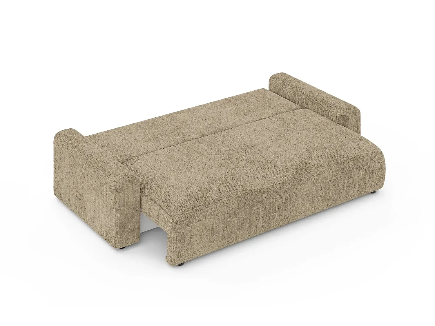 OLI - Canapé droit convertible tissu chenille 3 places Café