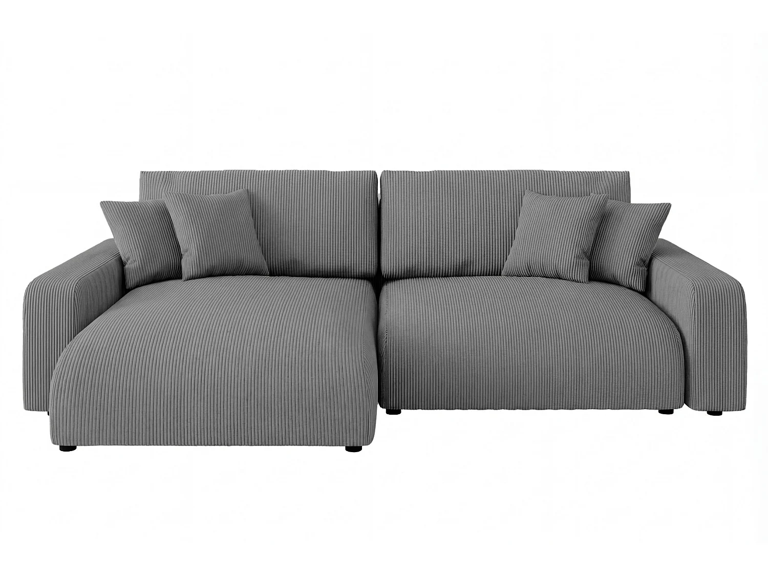 ENA - Canapé d'angle convertible velours côtelé 4 places Gris foncé
