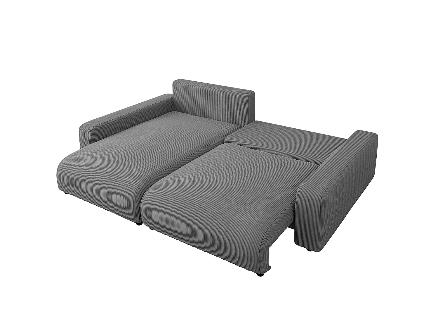 ENA - Canapé d'angle convertible velours côtelé 4 places Gris foncé