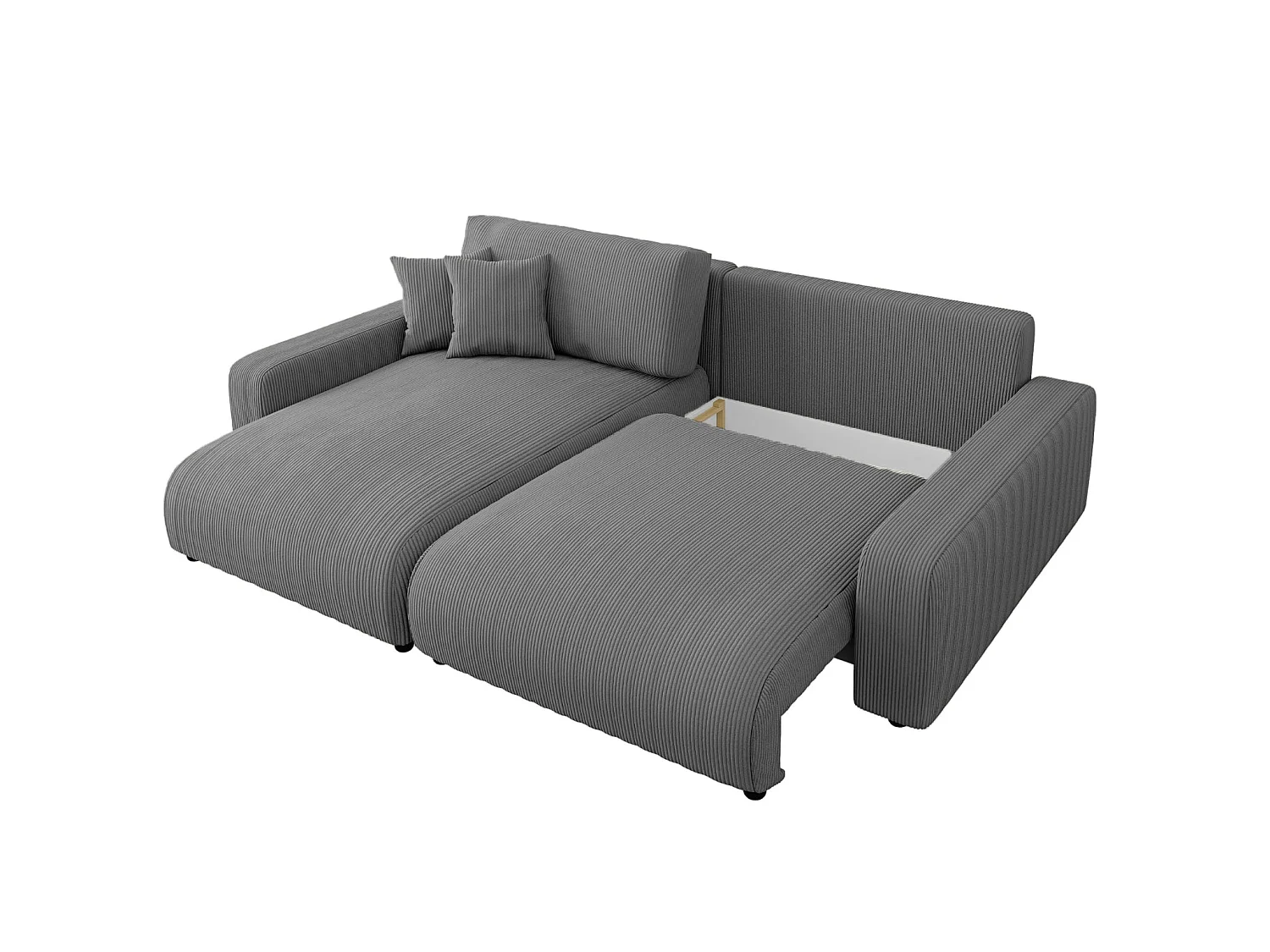 ENA - Canapé d'angle convertible velours côtelé 4 places Gris foncé