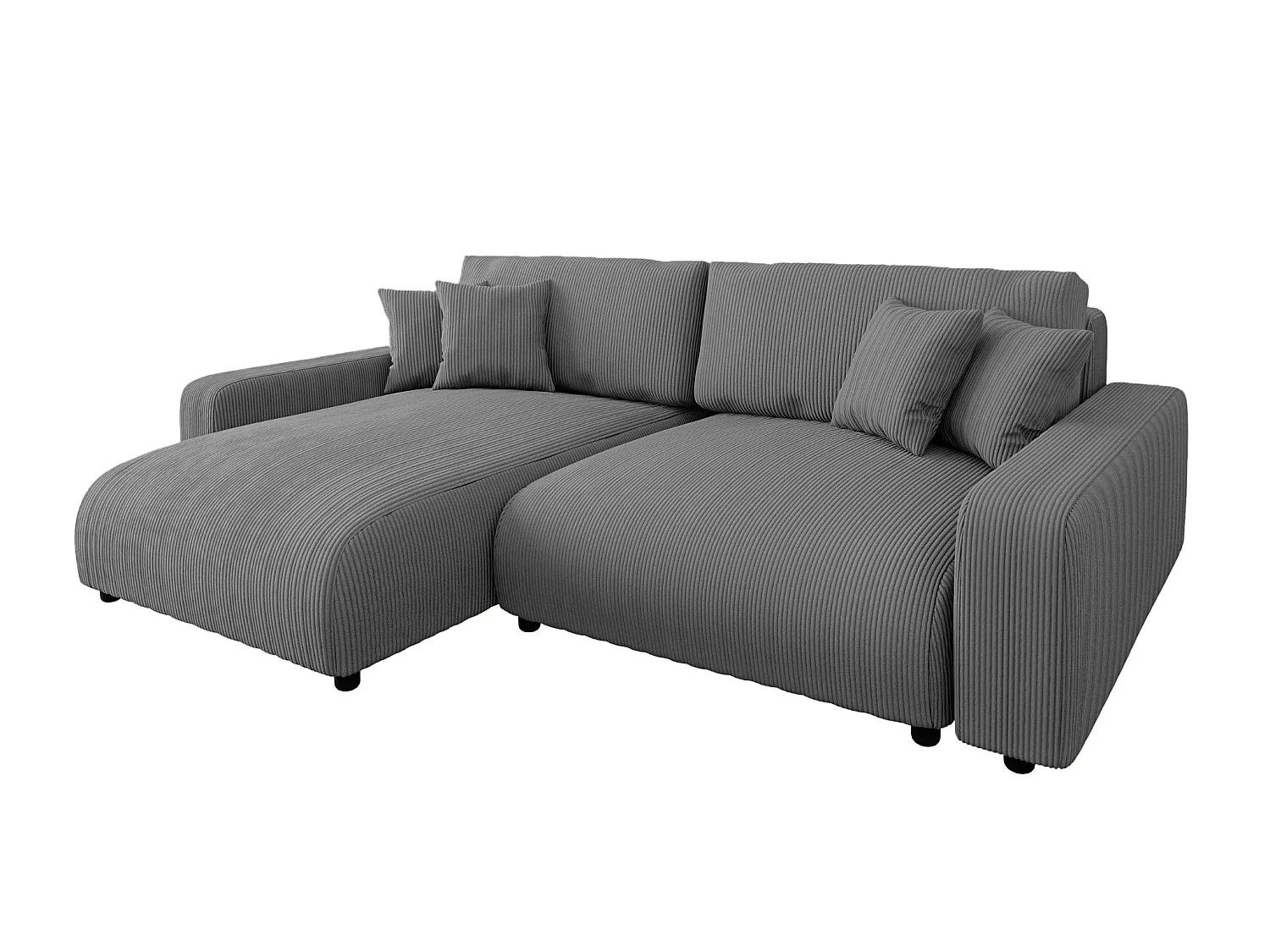 ENA - Canapé d'angle convertible velours côtelé 4 places Gris foncé