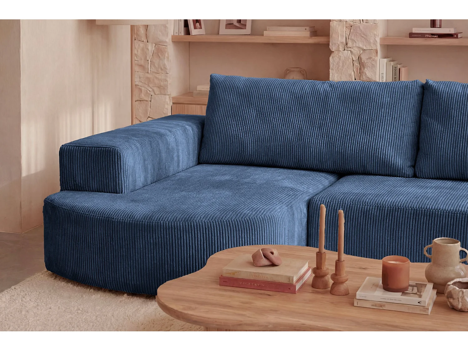 MIREA - Corduroy 4 zits hoekbank rechts - Blauw