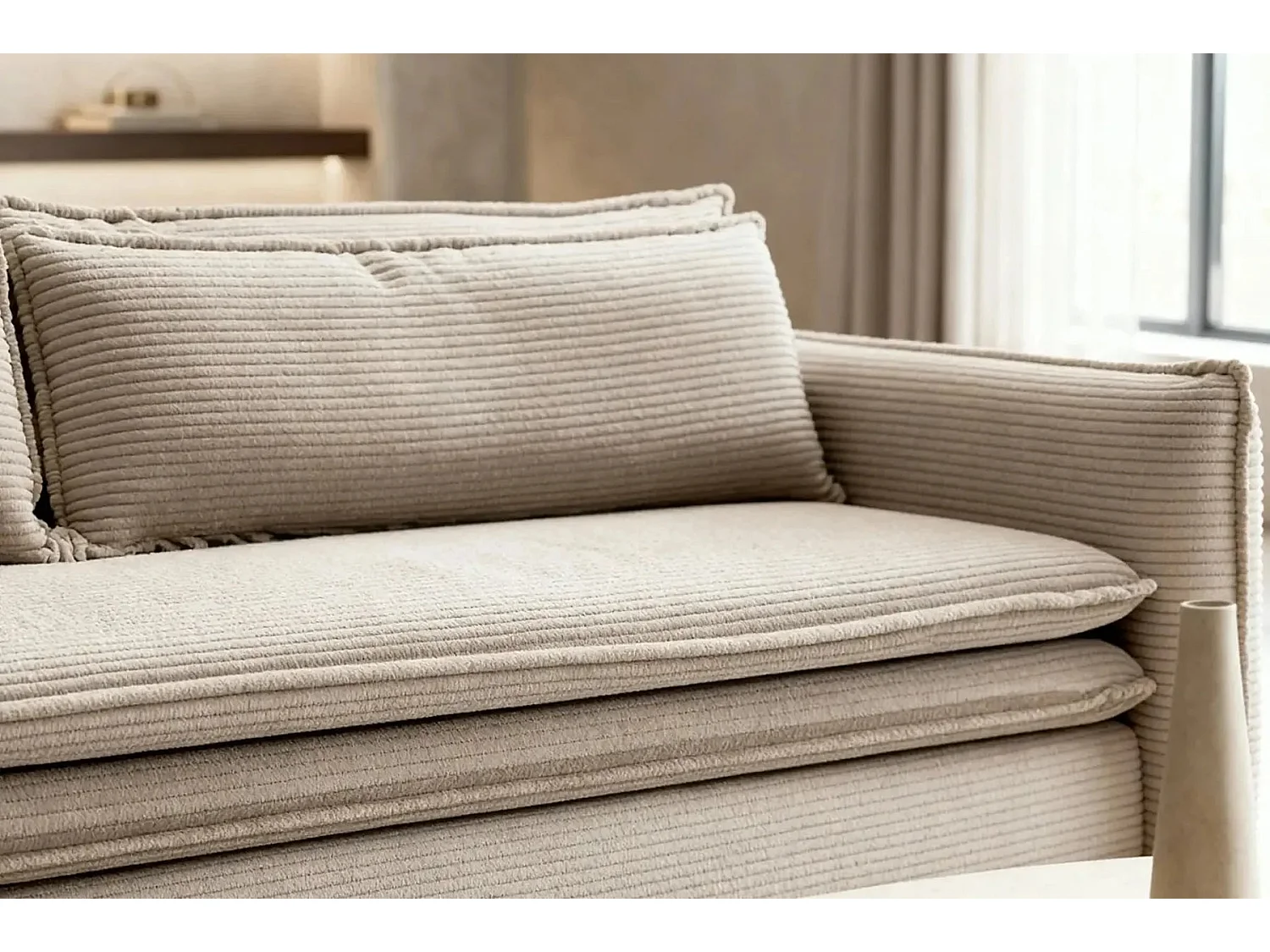 OSCAR - 3-zits rechte slaapbank in corduroy -Taupe
