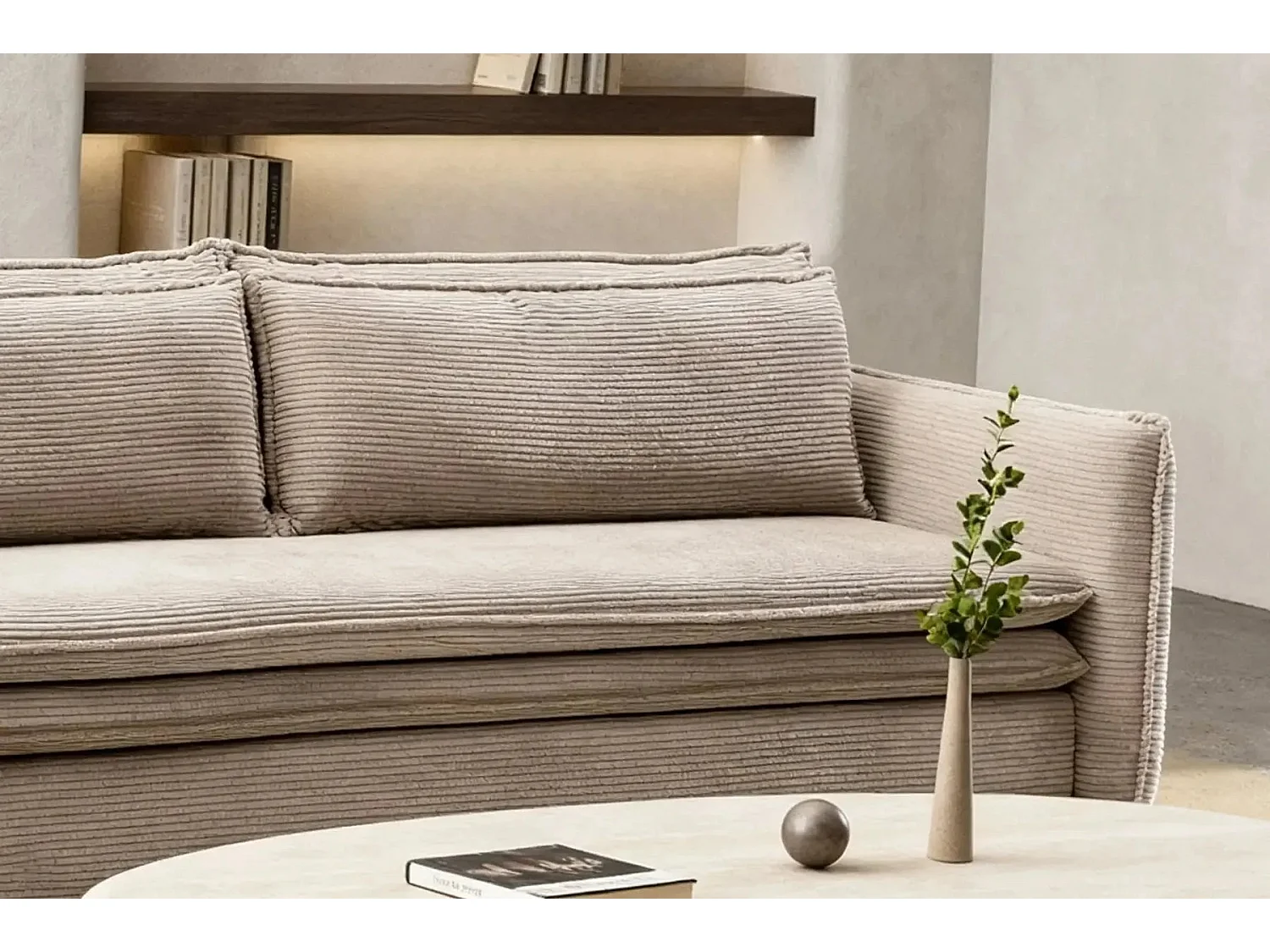 OSCAR - 3-zits rechte slaapbank in corduroy -Taupe