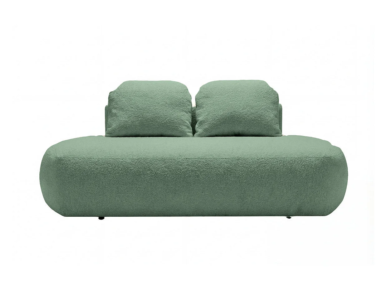 COLIN - Canapé droit convertible tissu texturé 2 places Vert