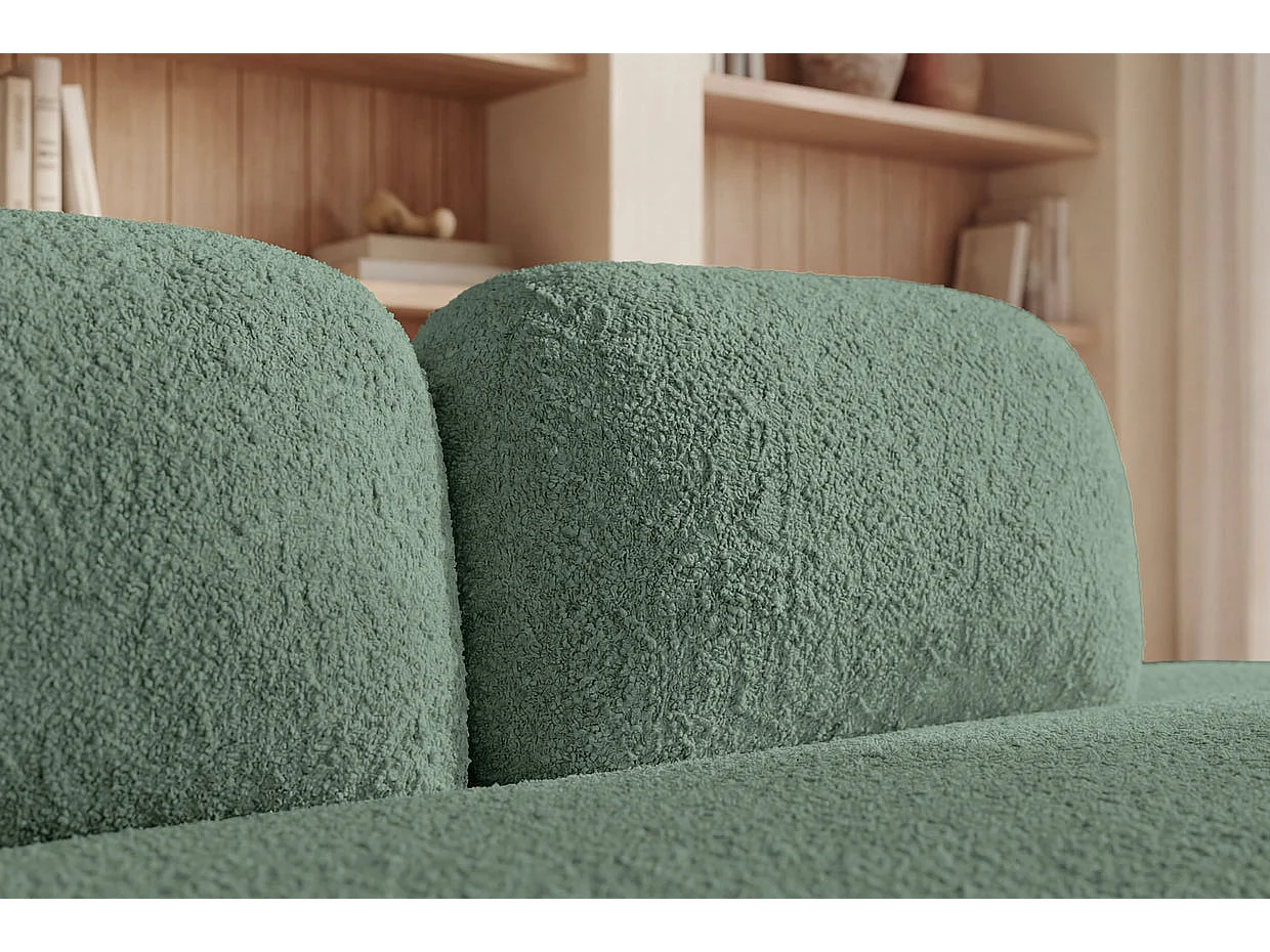 COLIN - Canapé droit convertible tissu texturé 2 places Vert