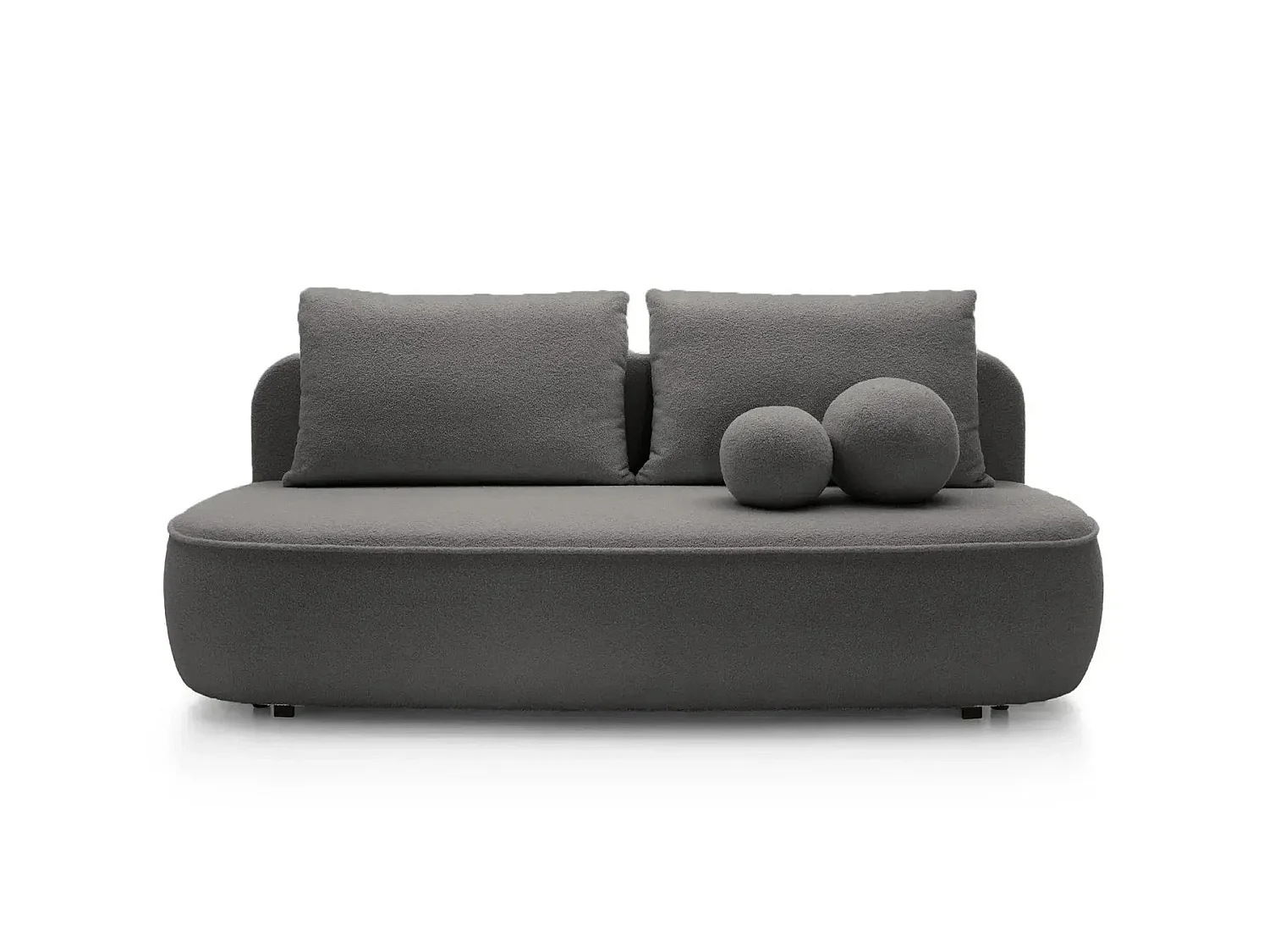VICTOIRE - Canapé droit convertible tissu bouclette 2 places Gris