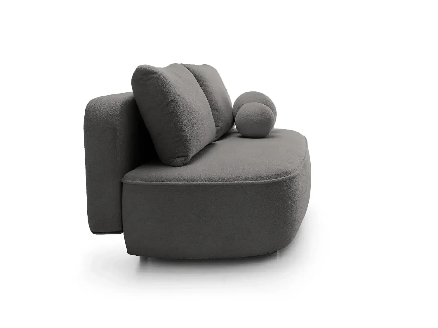VICTOIRE - Canapé droit convertible tissu bouclette 2 places Gris