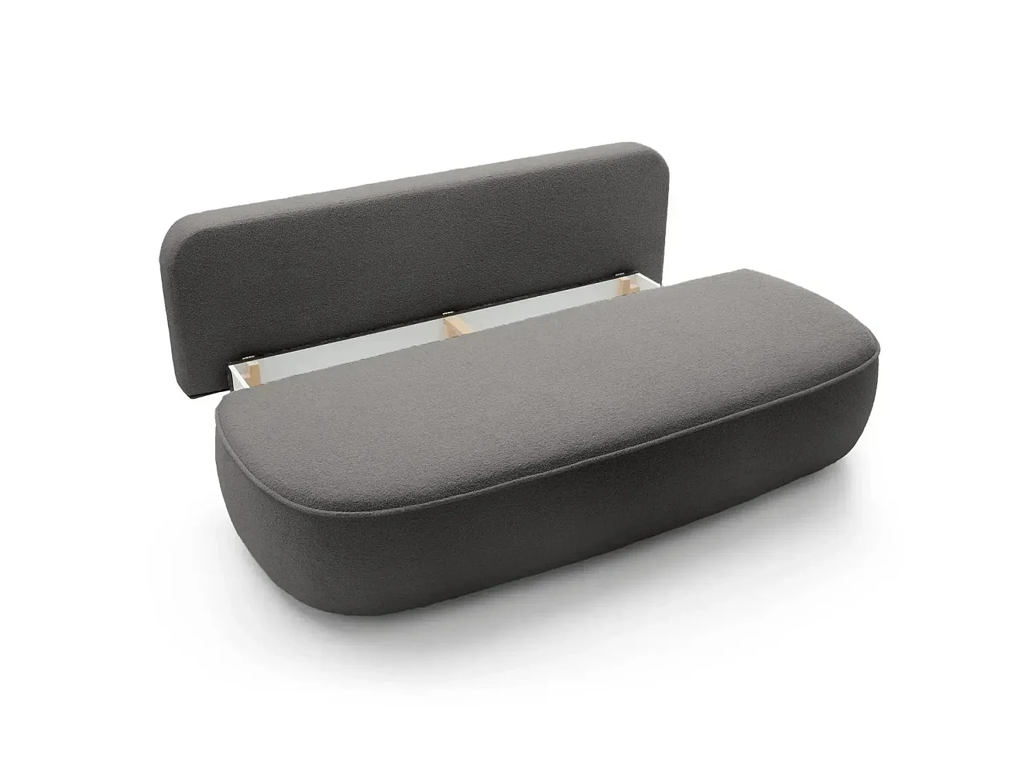 VICTOIRE - Canapé droit convertible tissu bouclette 2 places Gris