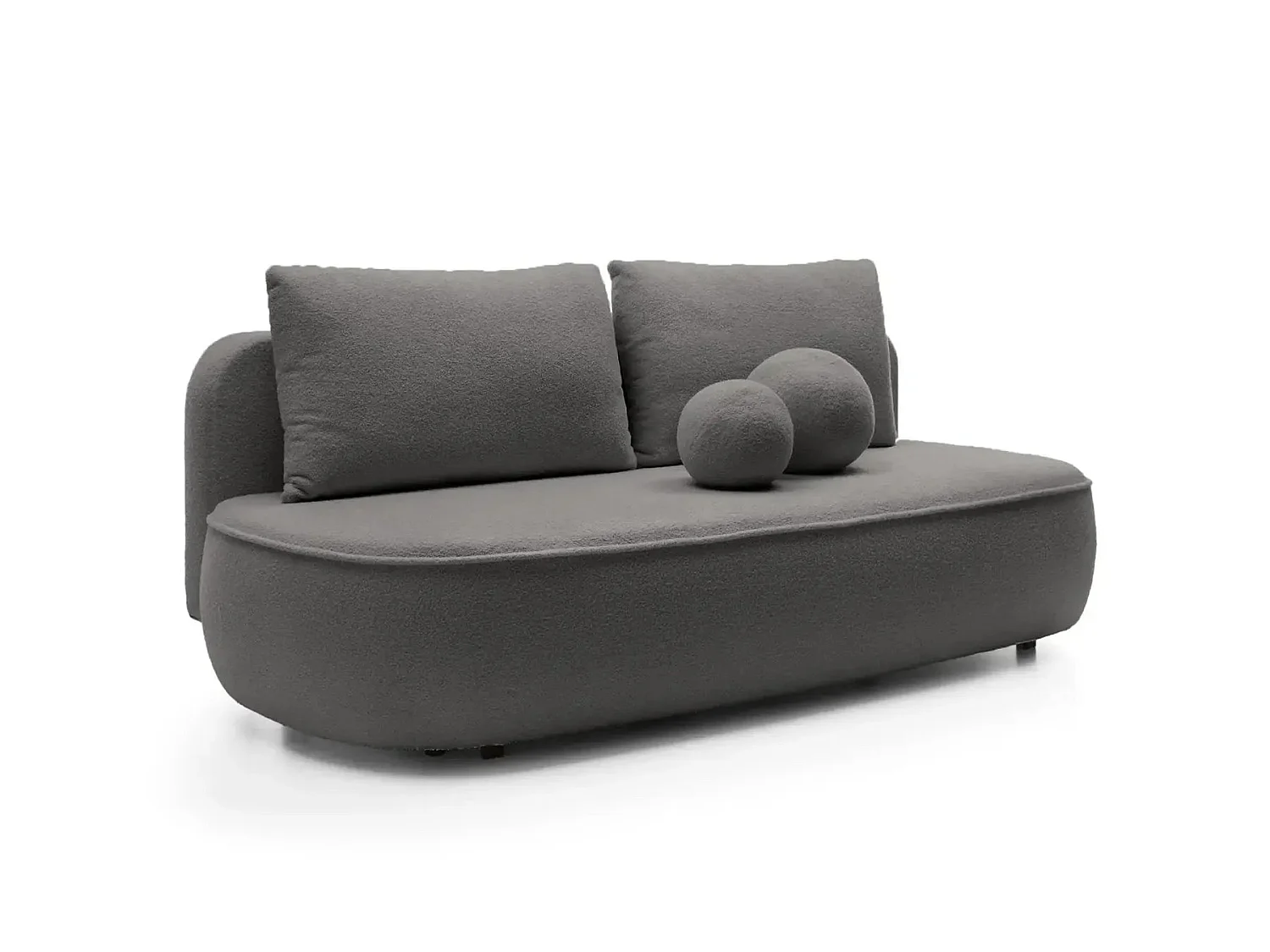 VICTOIRE - Canapé droit convertible tissu bouclette 2 places Gris