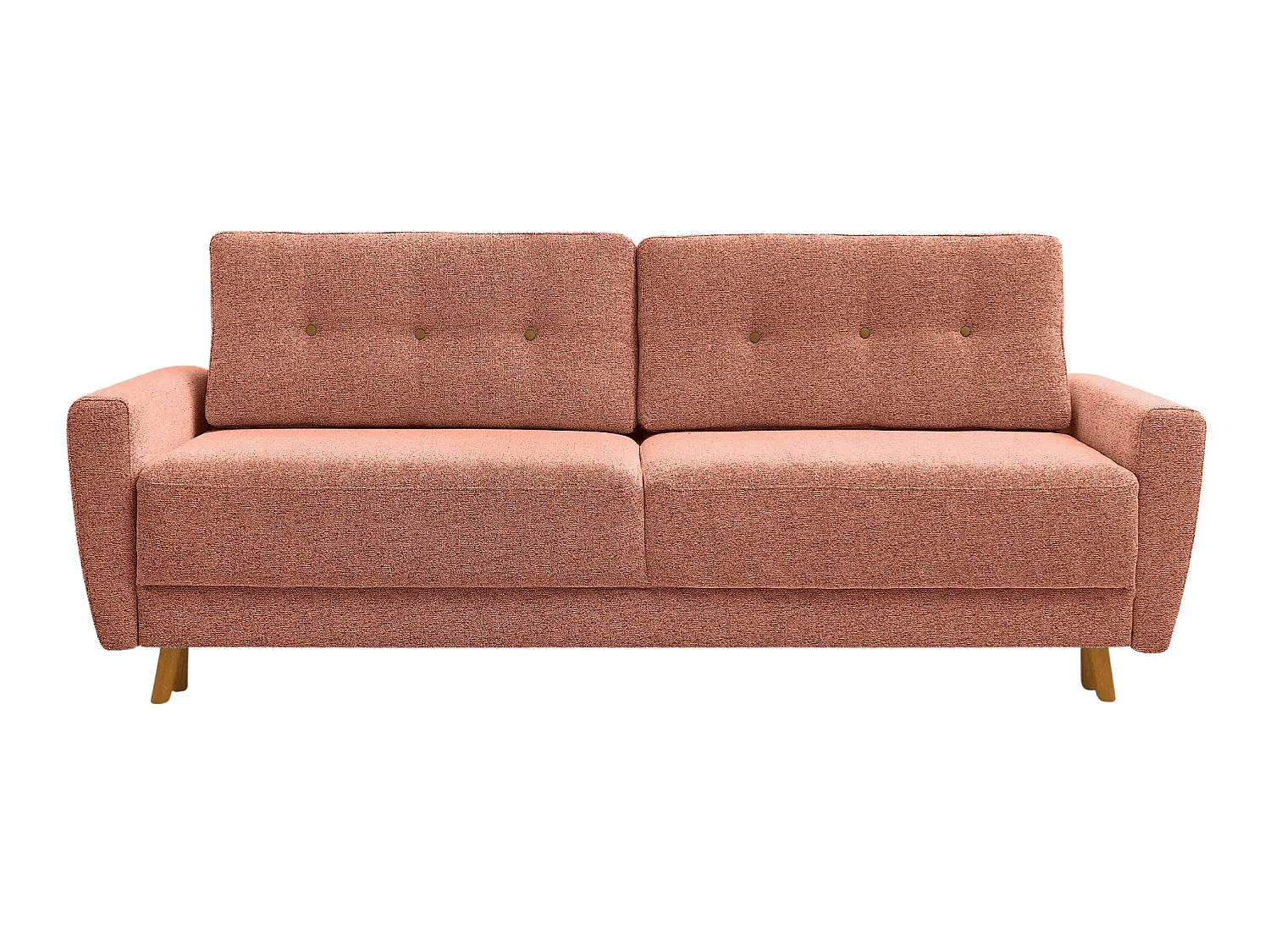 GASPARD - Canapé droit convertible tissu bouclette 3 places Terracotta