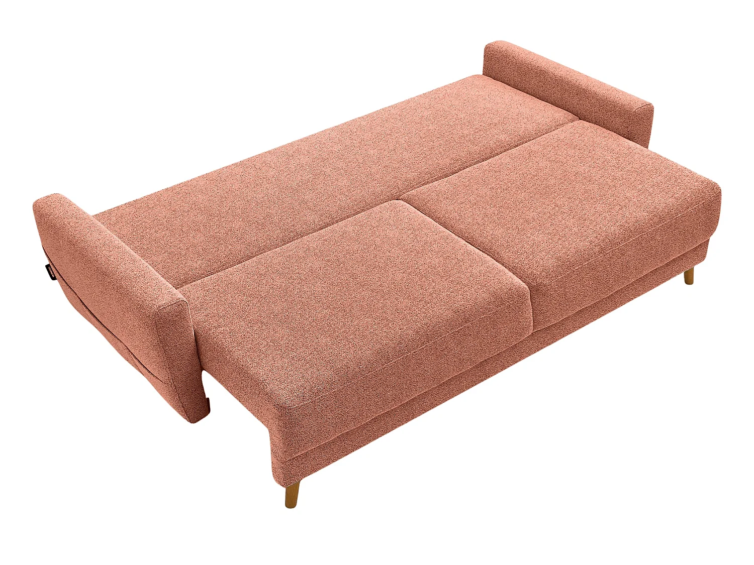 GASPARD - Canapé droit convertible tissu bouclette 3 places Terracotta