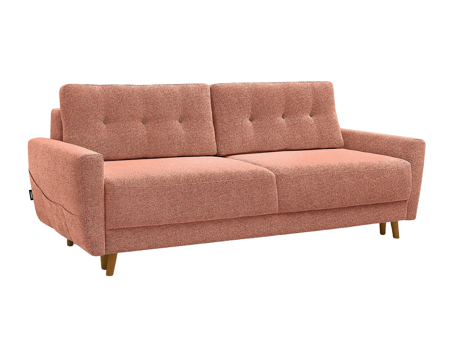 GASPARD - Canapé droit convertible tissu bouclette 3 places Terracotta