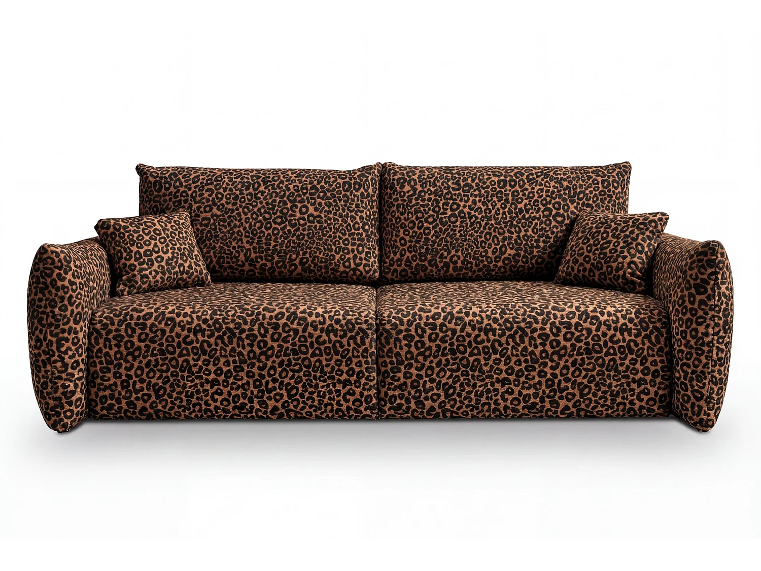 ELIO - Canapé droit convertible tissu imprimé animalier 3 places Terracotta
