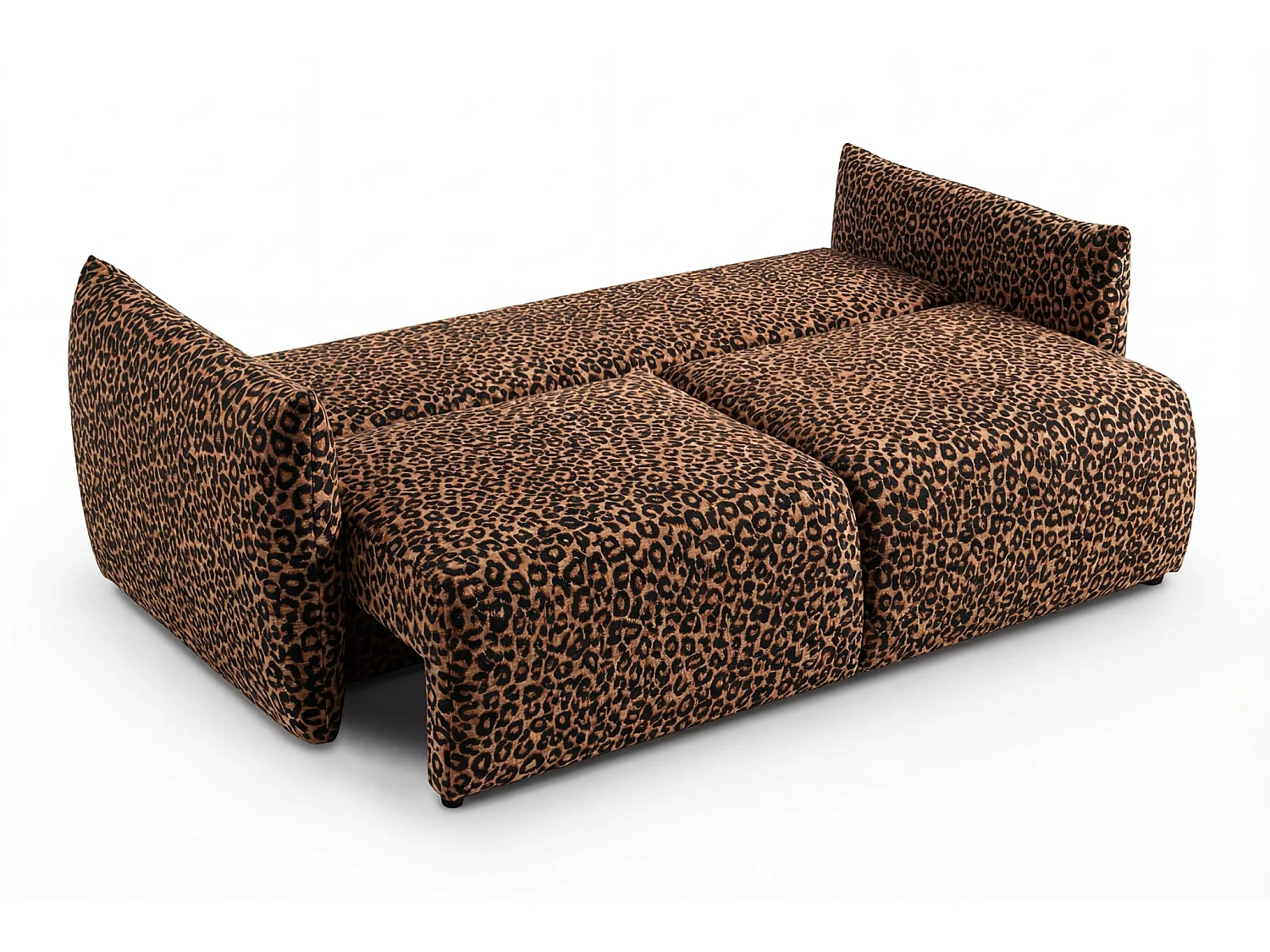 ELIO - Canapé droit convertible tissu imprimé animalier 3 places Terracotta