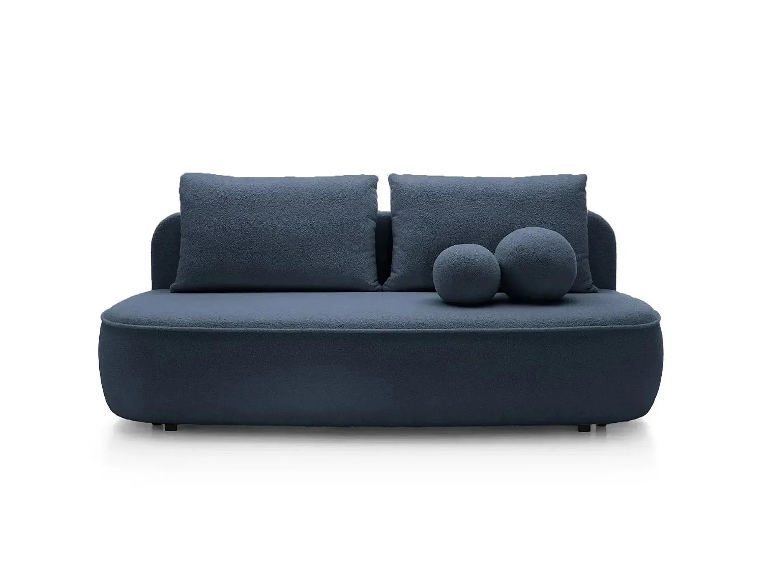 VICTOIRE - Canapé droit convertible tissu bouclette 2 places Bleu