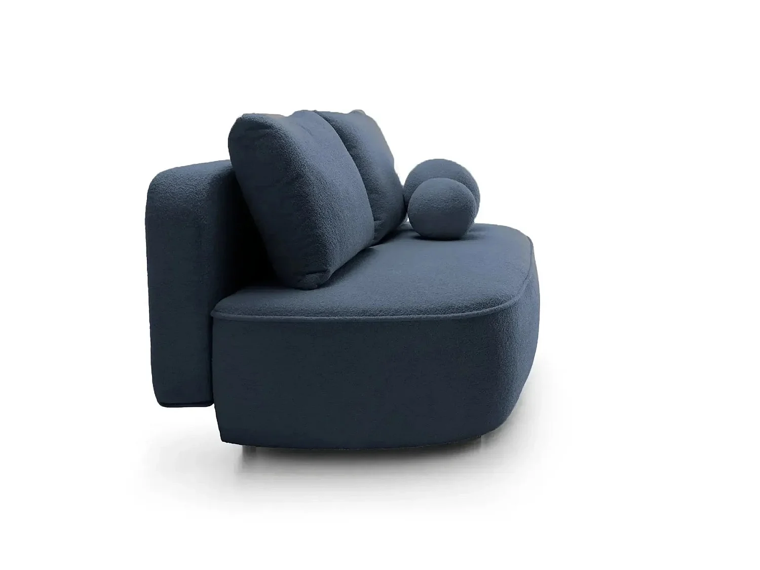 VICTOIRE - Canapé droit convertible tissu bouclette 2 places Bleu