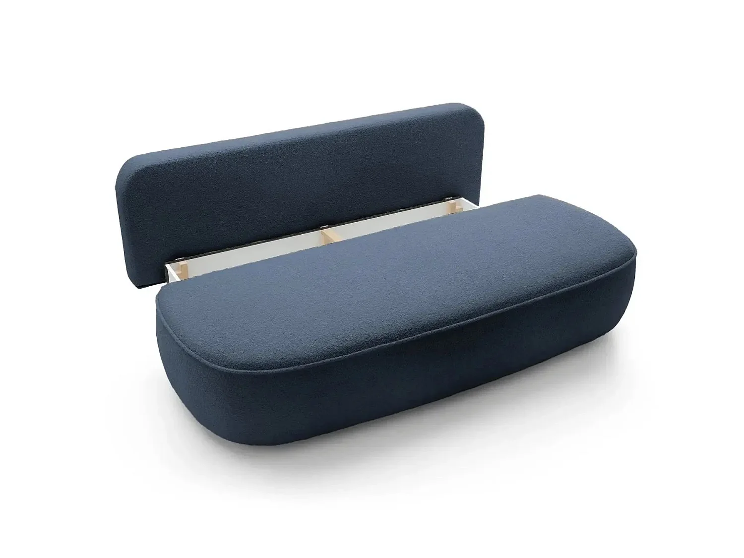 VICTOIRE - Canapé droit convertible tissu bouclette 2 places Bleu