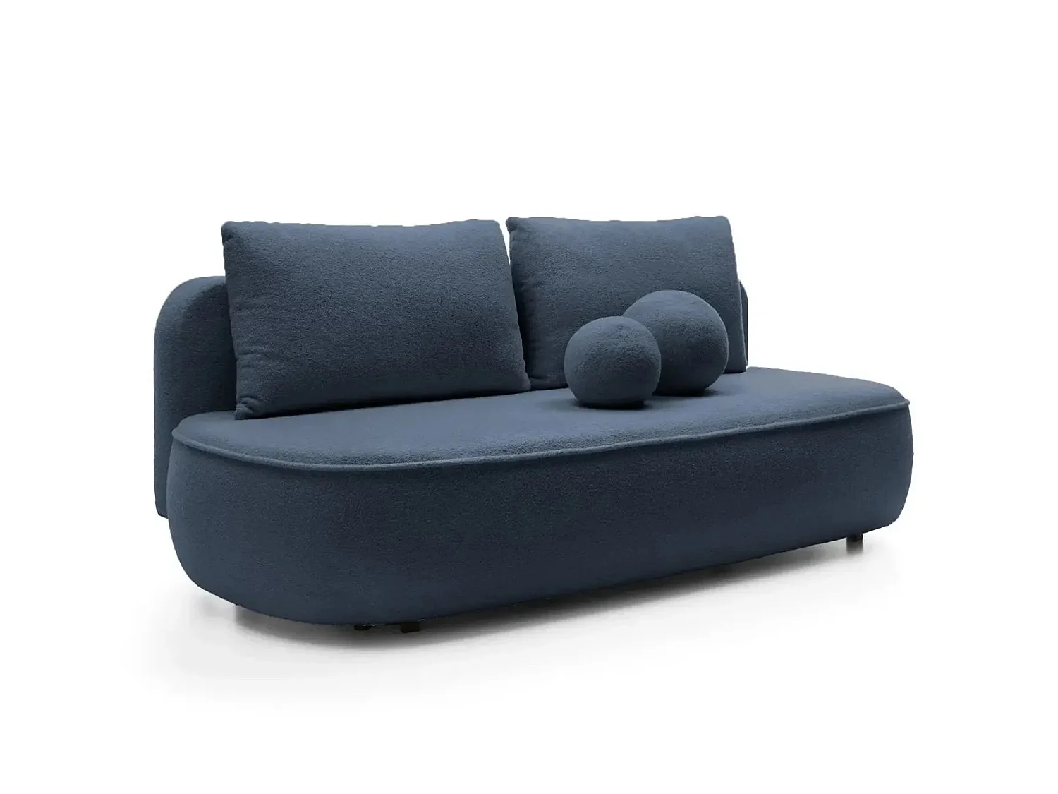 VICTOIRE - Canapé droit convertible tissu bouclette 2 places Bleu