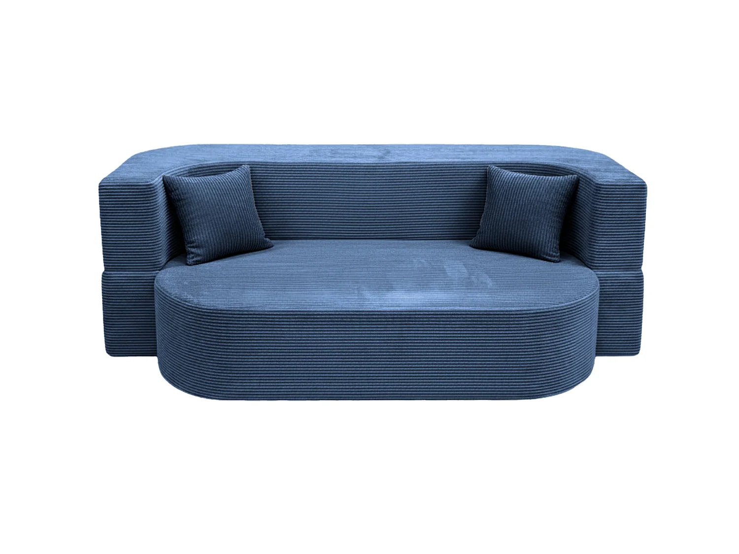 VENEDA - Canapé droit convertible velours côtelé 3 places Bleu