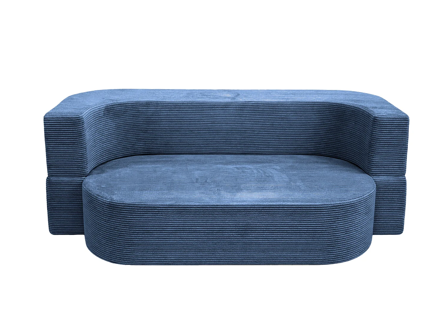 VENEDA - Canapé droit convertible velours côtelé 3 places Bleu