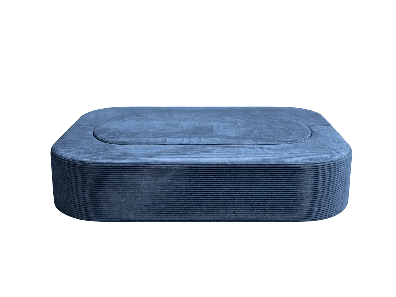 VENEDA - Canapé droit convertible velours côtelé 3 places Bleu