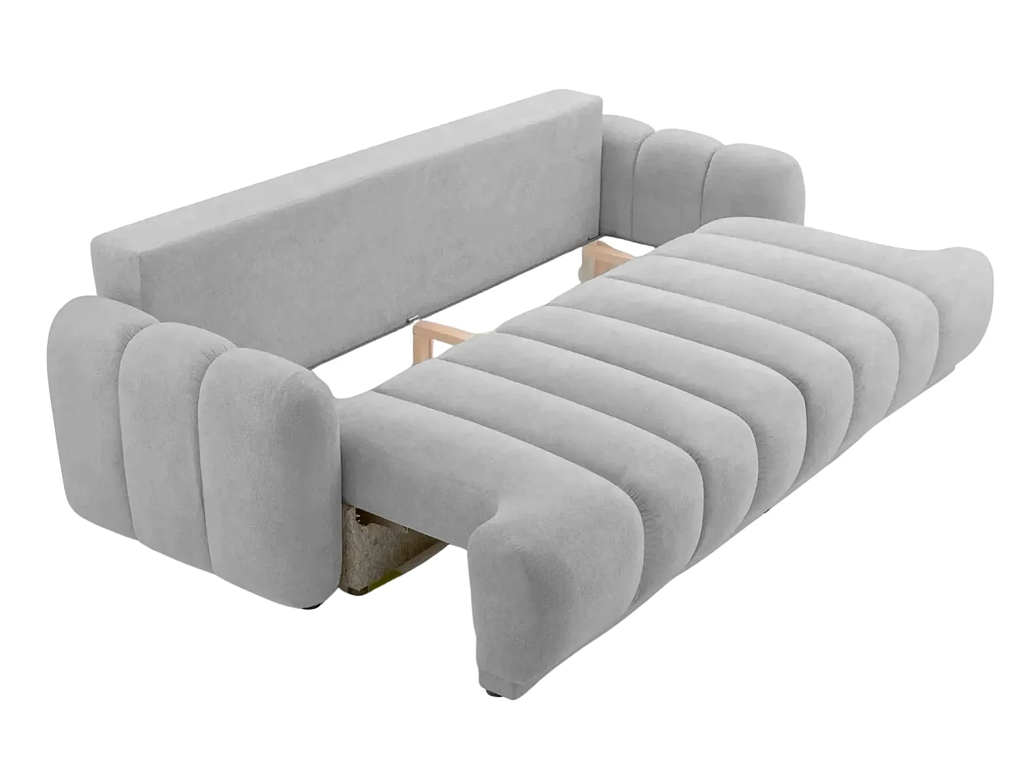 MARIA - Canapé droit convertible lisse 3 places Gris clair