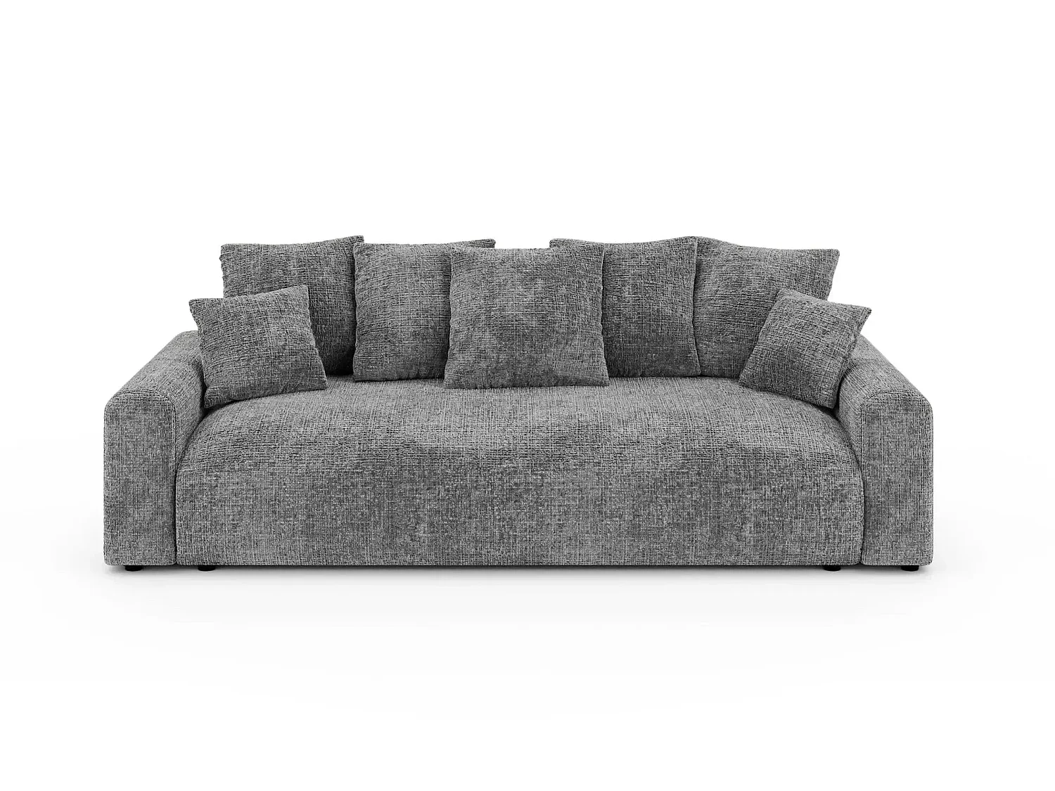 OLI - Canapé droit convertible tissu chenille 3 places Gris foncé