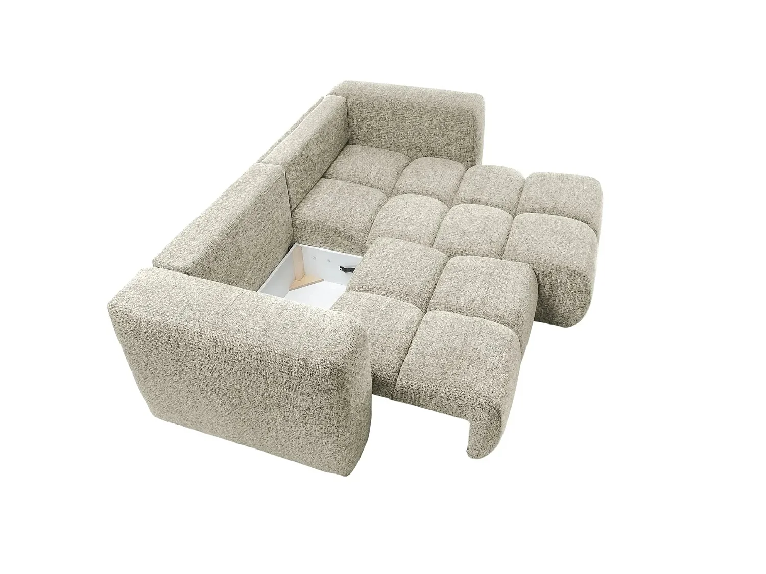 ROMY MINI - Canapé d'angle convertible tissu chenille 2 places Beige