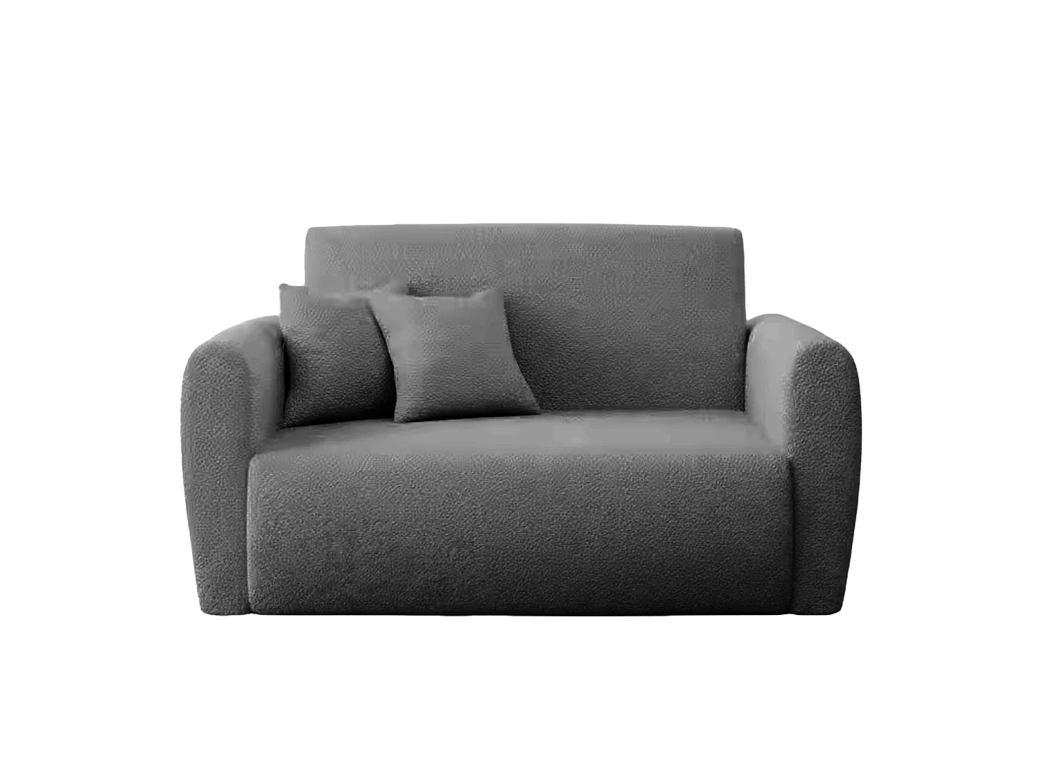 GINA - Canapé droit convertible tissu bouclette 2 places Gris foncé