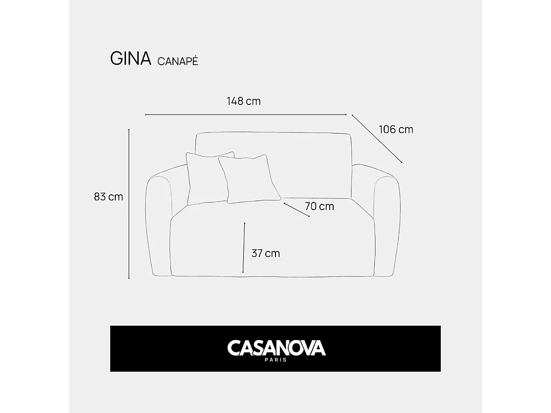 GINA - Canapé droit convertible tissu bouclette 2 places Gris foncé