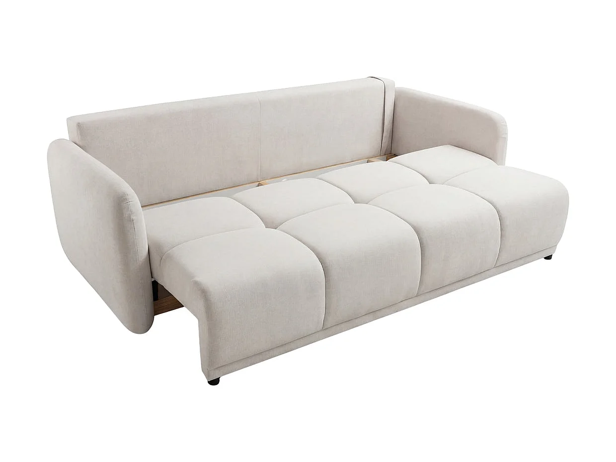 DANA - Canapé droit convertible tissu lisse 3 places Beige